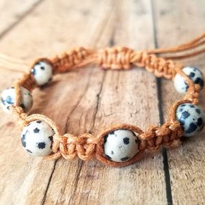 Dalmatian Jasper Knotted Bracelet
